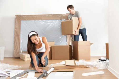 Office relocation planning in Uxbridge with boxes and furniture