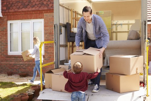 Packed household items ready for transport during a Uxbridge move