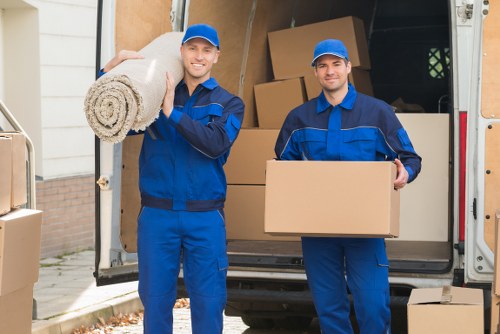 Local removals van on a residential street in Uxbridge