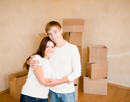 Packed boxes and furniture ready for collection in Uxbridge