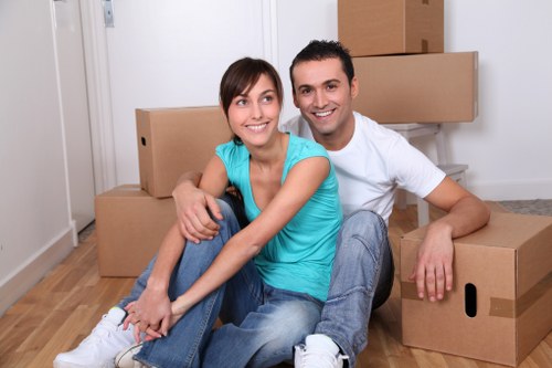 Prepared moving boxes and household items ready for collection in Uxbridge